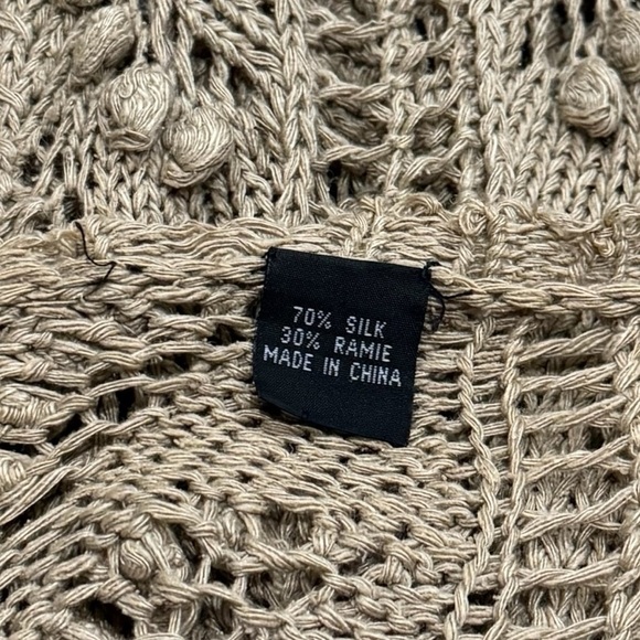 Unbranded Tan Knot Silk Blend Crochet Knit Coastal Cardigan Beach Coverup Size M - Picture 6 of 9